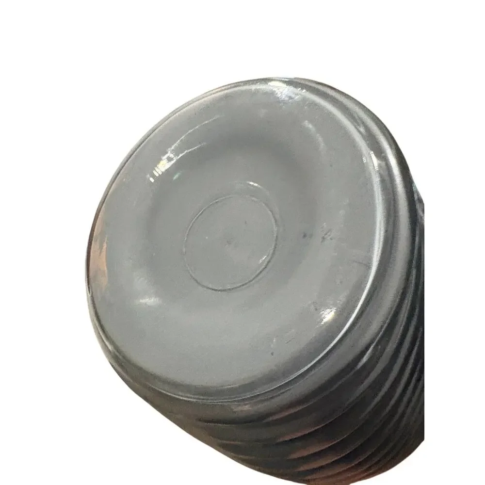 Vintage Gray Art Deco Revival Ribbed Wrapped Art Glass Vase 9.5” Anchor Hocking